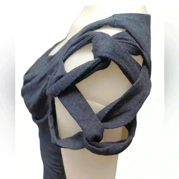 Nicole  Miller Mini Spandex Blue Scoop Neck Dress Size Small - Picture 6 of 8